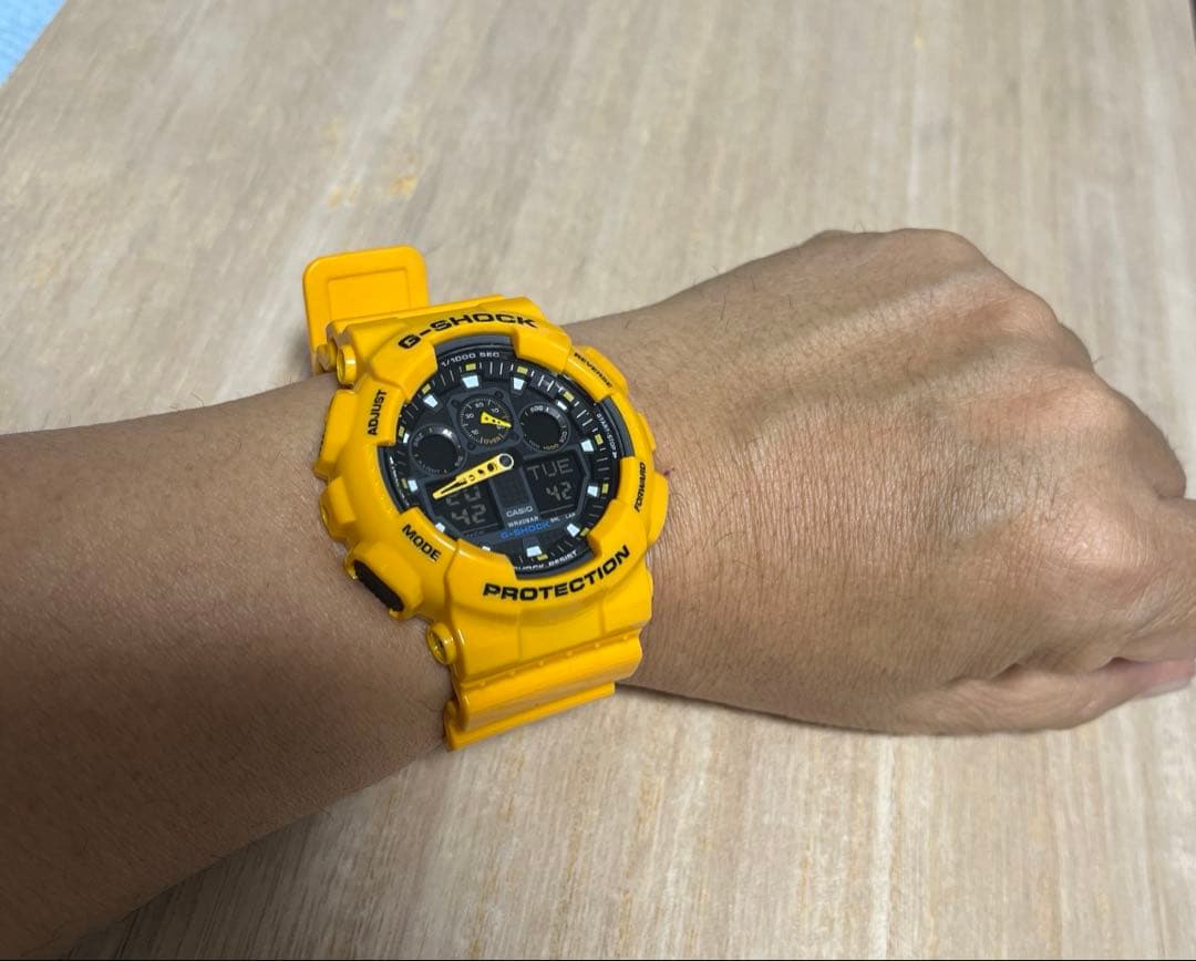 【人気モデル！売れ筋イエロー★完動美品】G-SHOCK GA-100A アナデジ