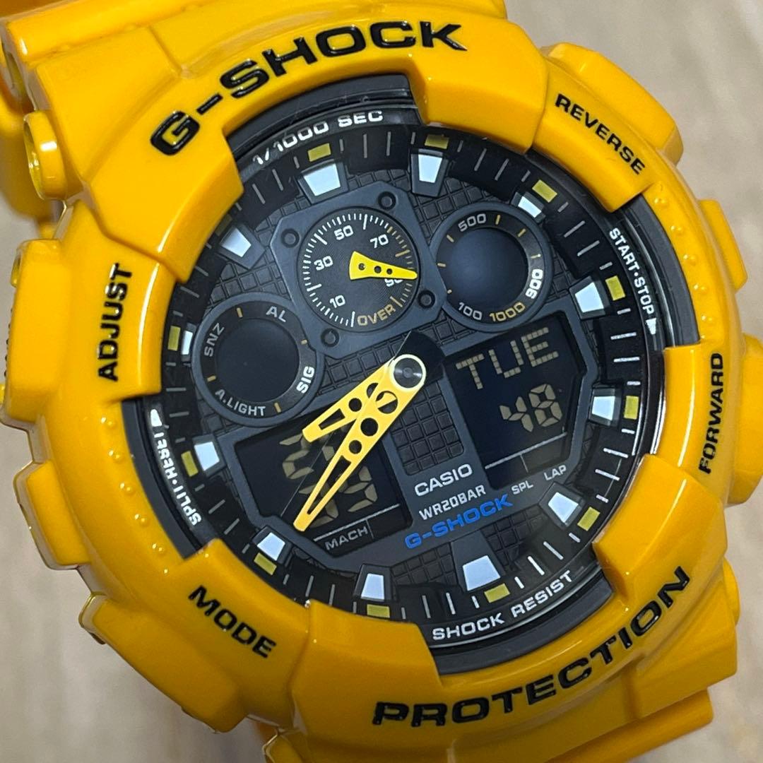 【人気モデル！売れ筋イエロー★完動美品】G-SHOCK GA-100A アナデジ