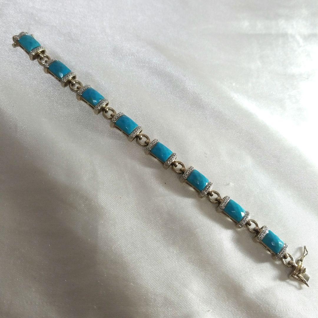 ★本日発送★美品　ターコイズブルー シルバーブレスレット