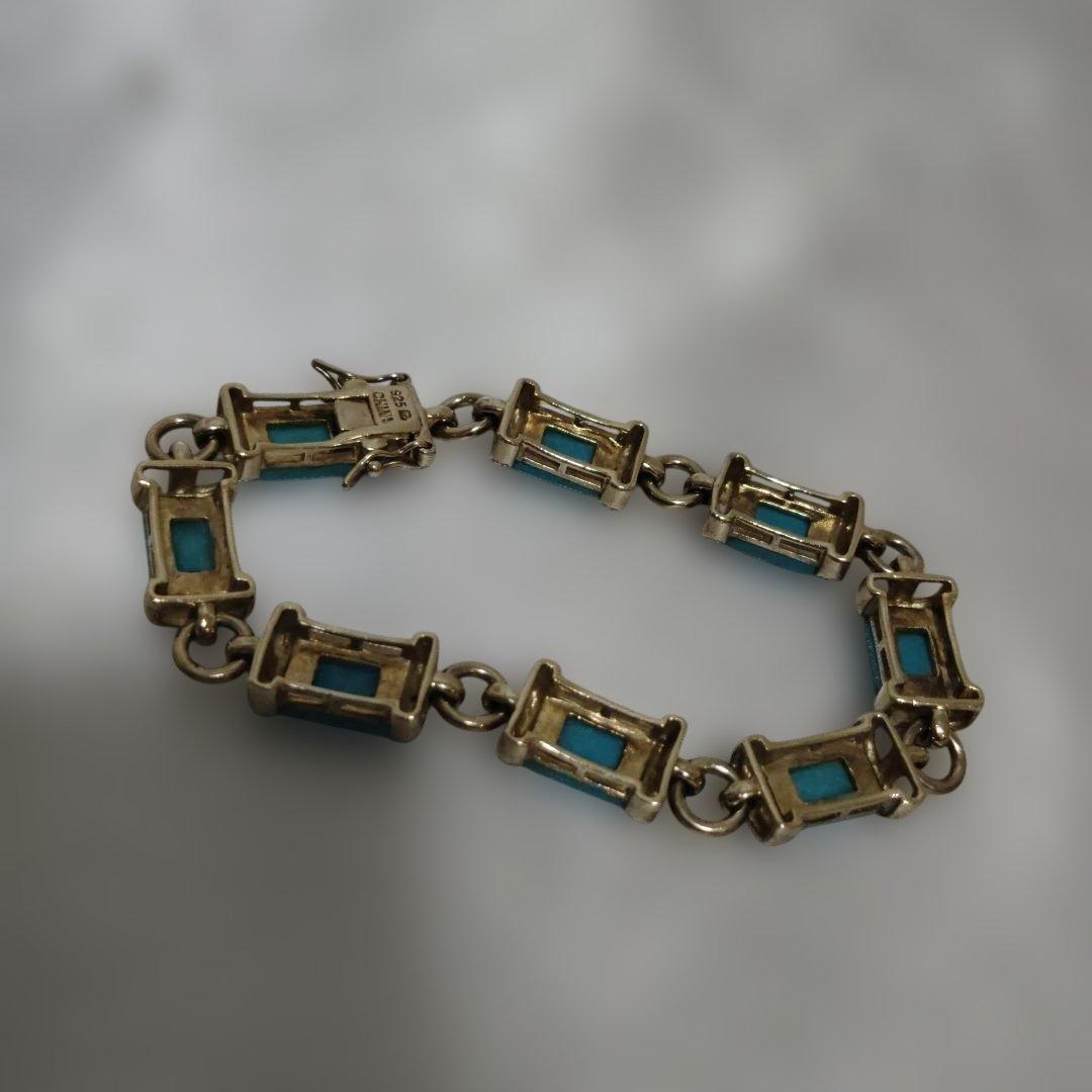 ★本日発送★美品　ターコイズブルー シルバーブレスレット