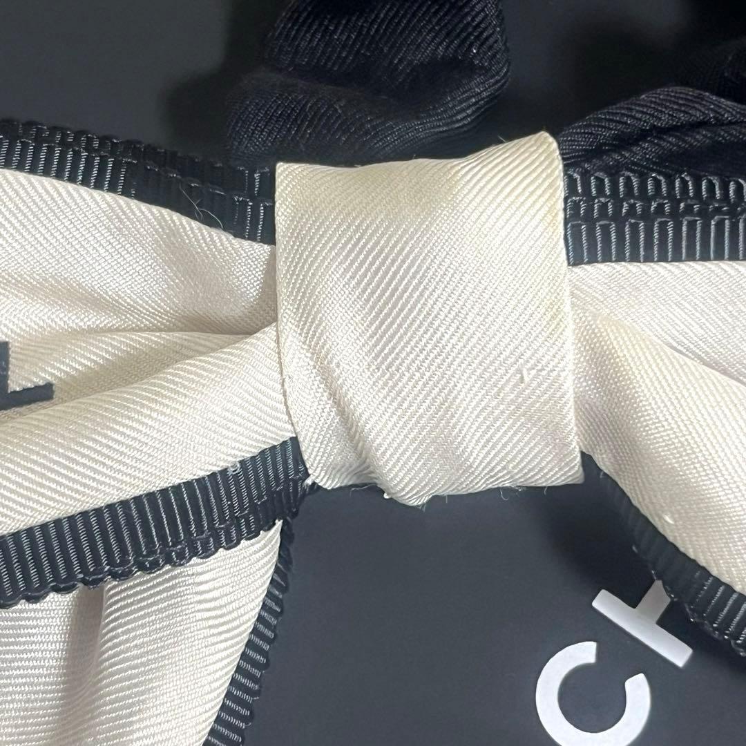 希少　CHANEL シャネル　ヘアゴム　シュシュ　リボン　ココマーク　エクリュ