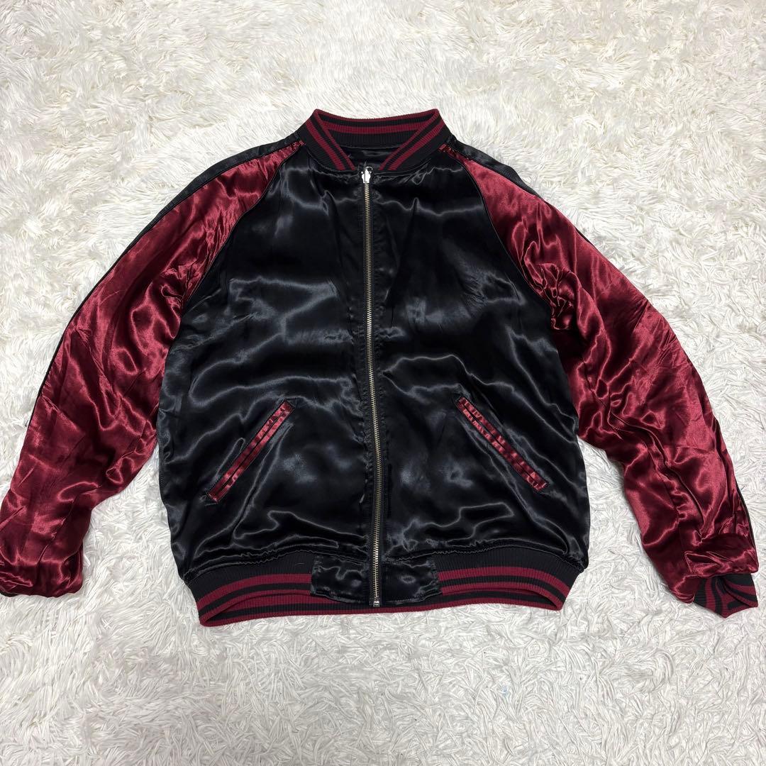 Kito様絡繰魂 粋 リバーシブル スカジャン 登竜門 鯉 総刺繍 ボルドー M