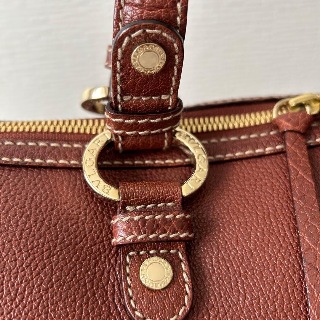 BVLGARI ブルガリ ミニボストンバッグ レザー ブラウン ハンドバッグ