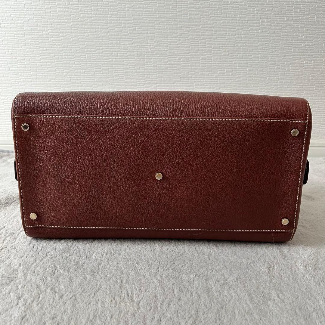 BVLGARI ブルガリ ミニボストンバッグ レザー ブラウン ハンドバッグ