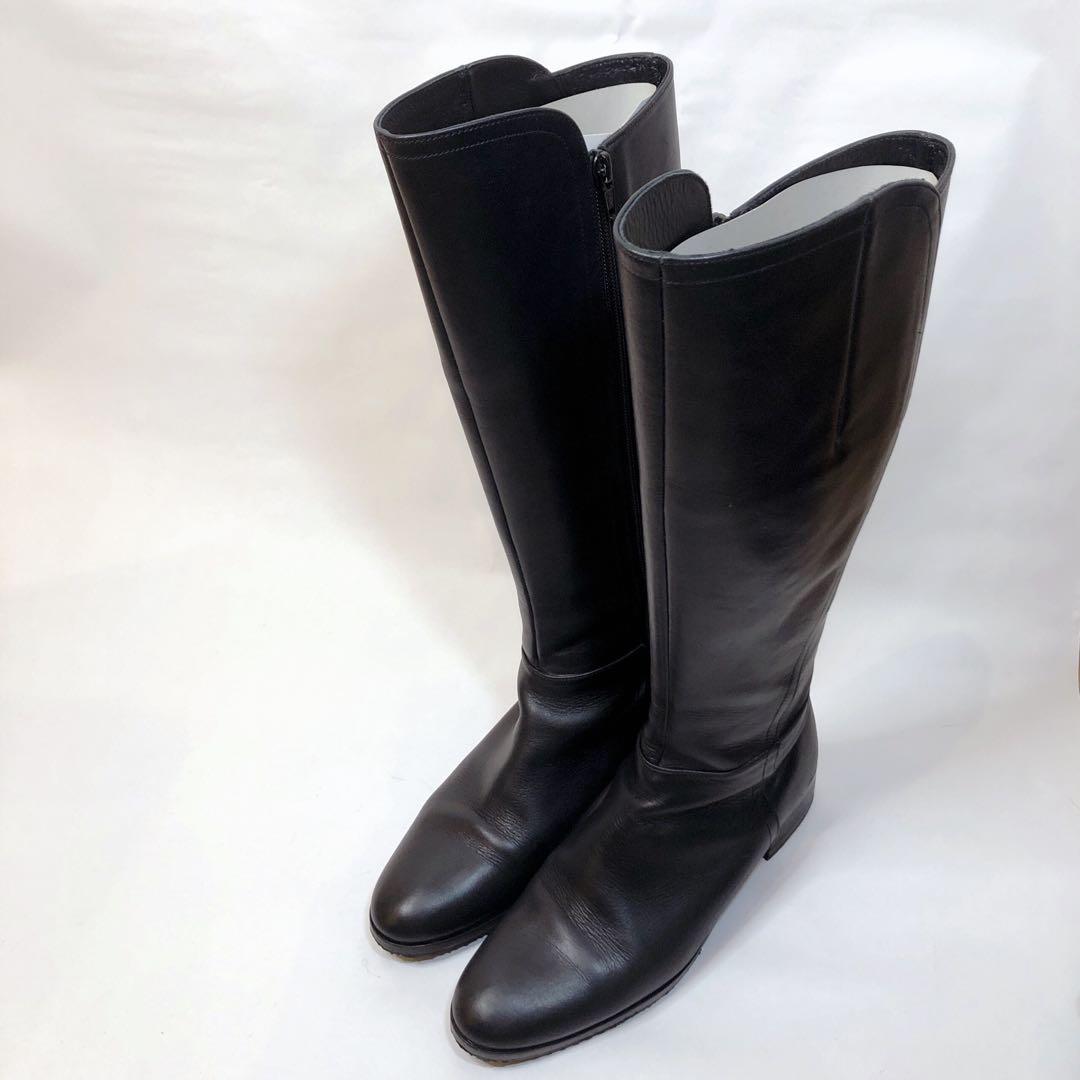 美品　Odette e Odile ロングブーツ ブラック　レザー サイドジップ