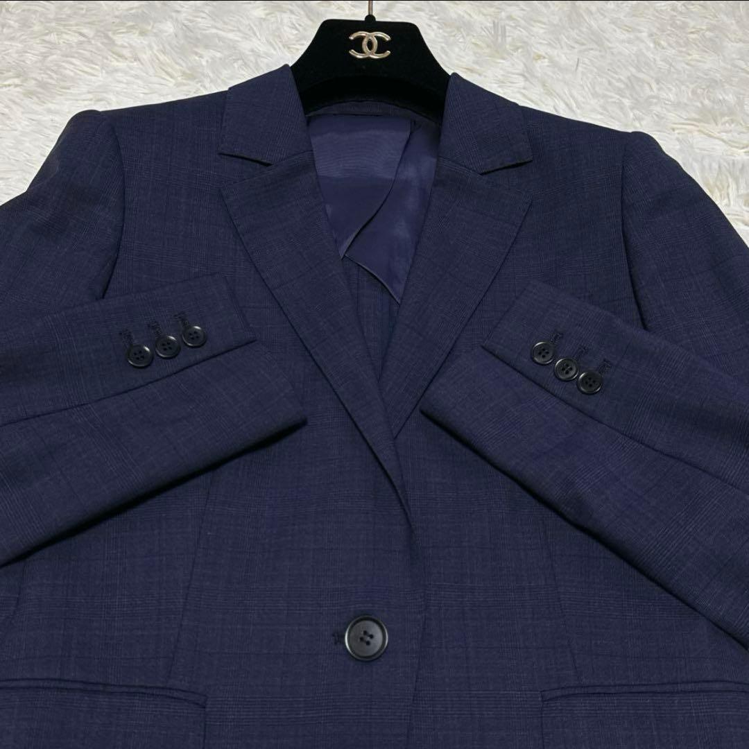 極美品✨レダ✨ユニバーサルランゲージ チェック パンツスーツ ネイビーブルー