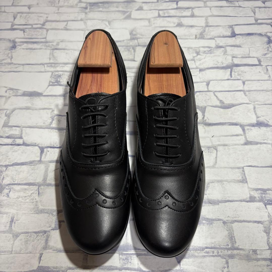 未使用級 トラベルシューズバイショセ ウィングチップレザーマニッシュシューズ 黒
