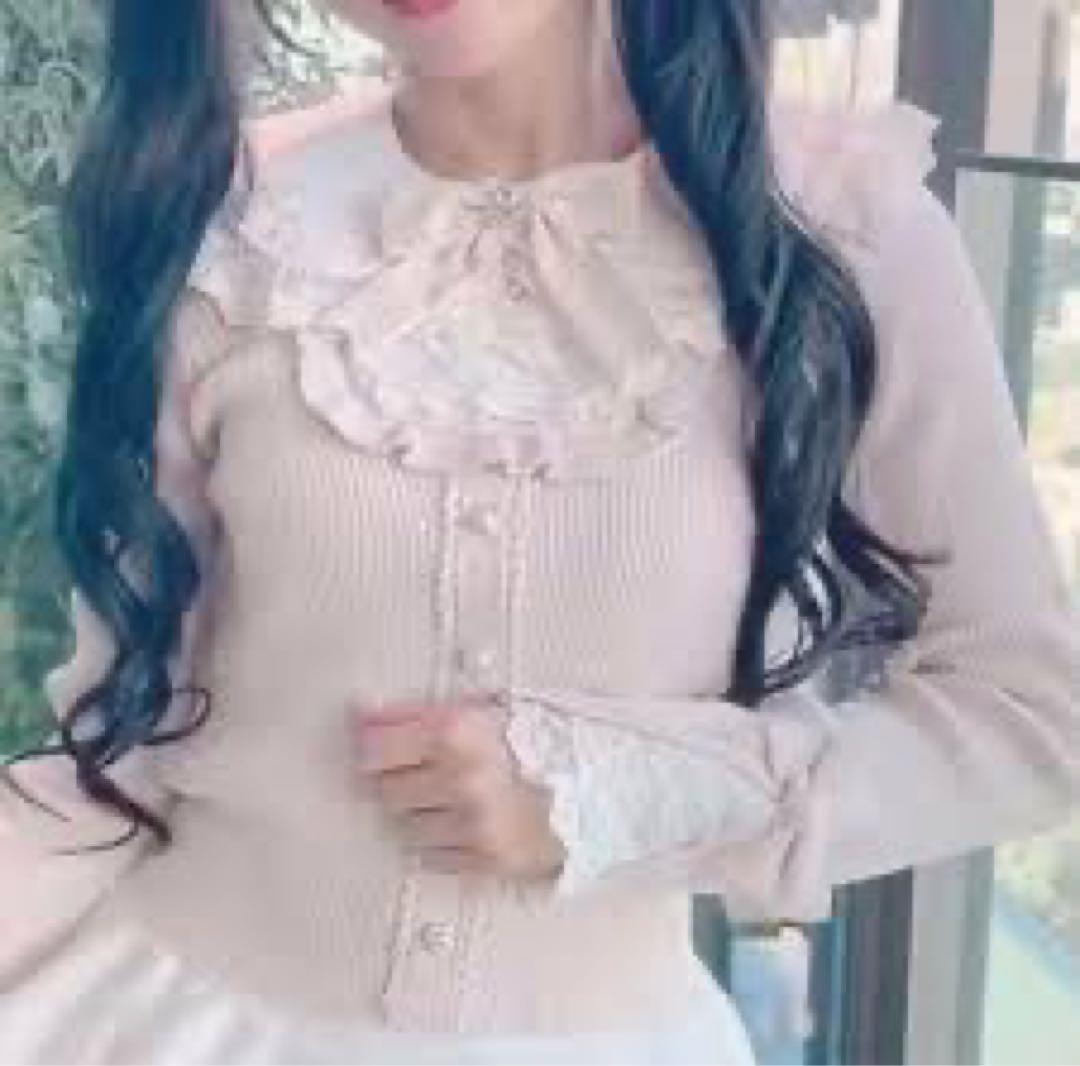 LIZLISA 襟付スクエアリブニットトップス ピンク レア リズリサ