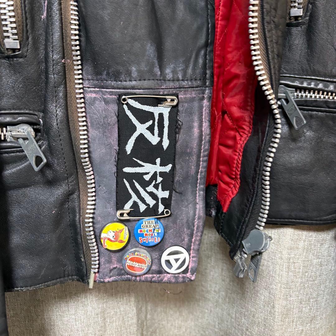 コ*夫様 EAGLE レザー ロンジャン ライダース 鋲ジャン スタッズ カウハ