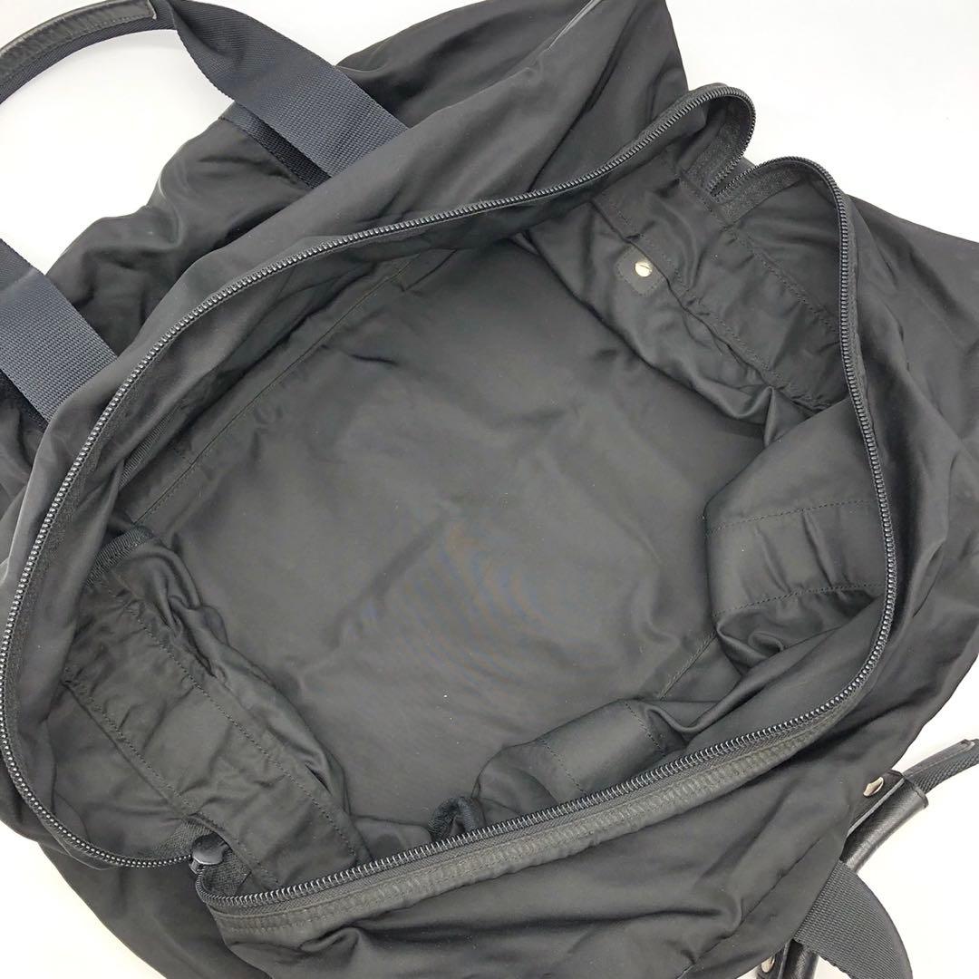 プラダ ボストンバッグ ハンドバッグ ナイロン サフィアーノレザー 三角ロゴ 黒