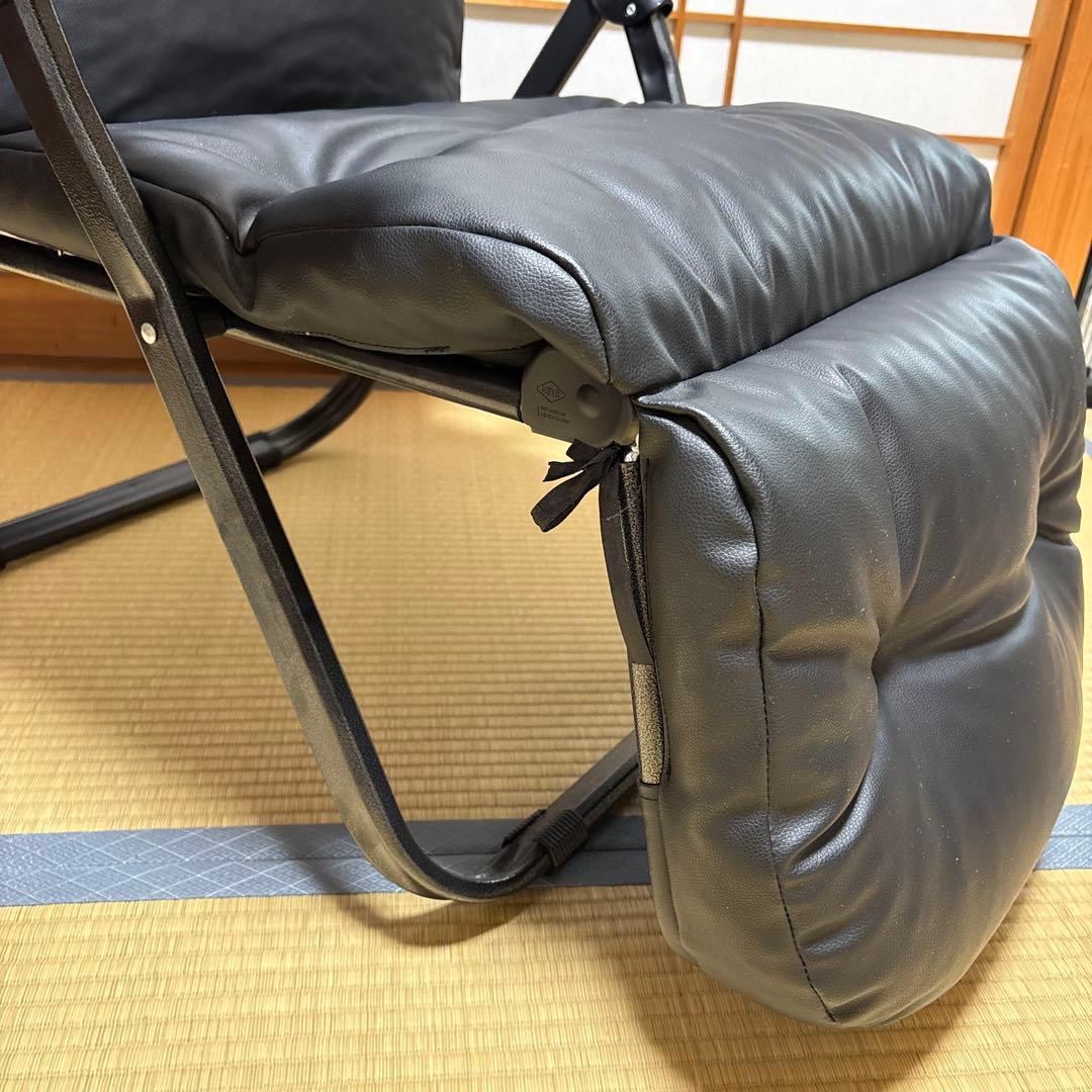 【美品】リクライニングチェア ブラック 合成皮革　1人掛け　折りたたみ