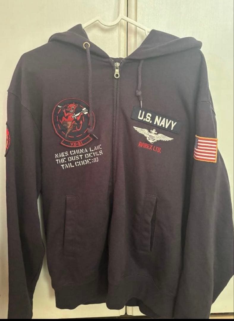AVIREX TOP GUN U.S. NAVY パーカー ブラック