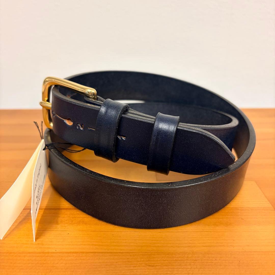 Jabez Cliff ジャベッツクリフ レザーベルト 28mm NAVY 34