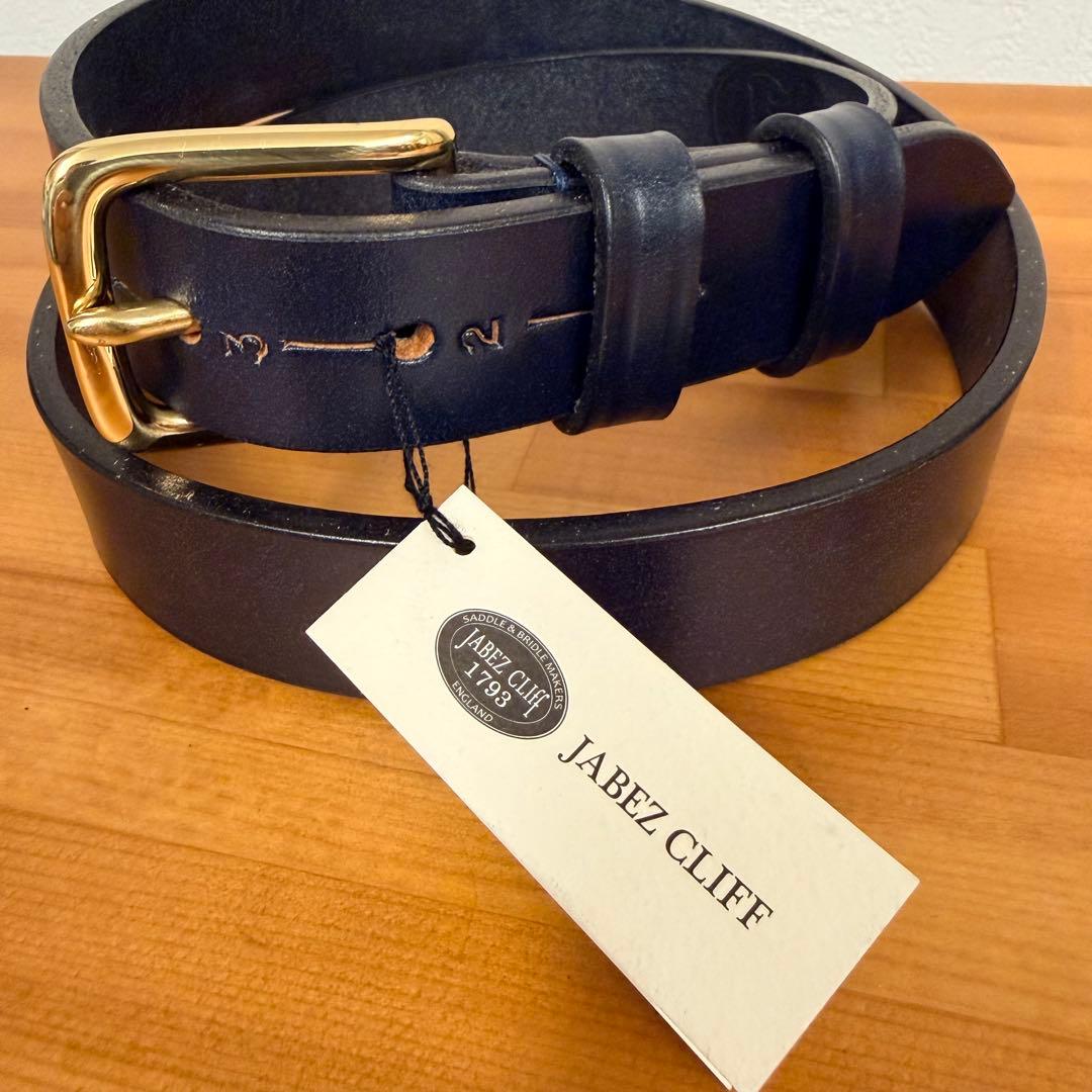 Jabez Cliff ジャベッツクリフ レザーベルト 28mm NAVY 34