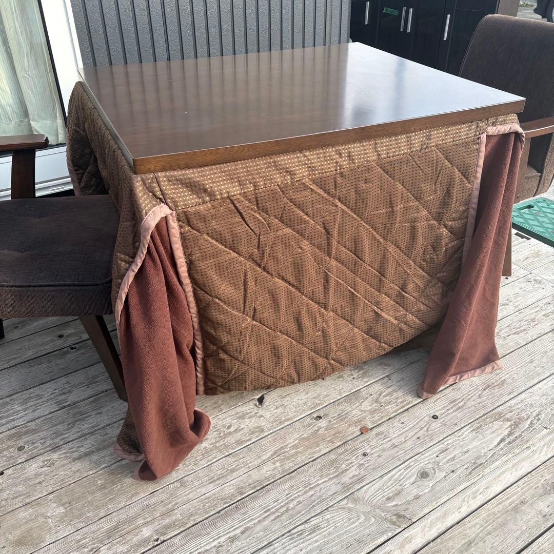 山善 木製 ダイニングコタツテーブル デスクこたつ こたつ布団セット センター