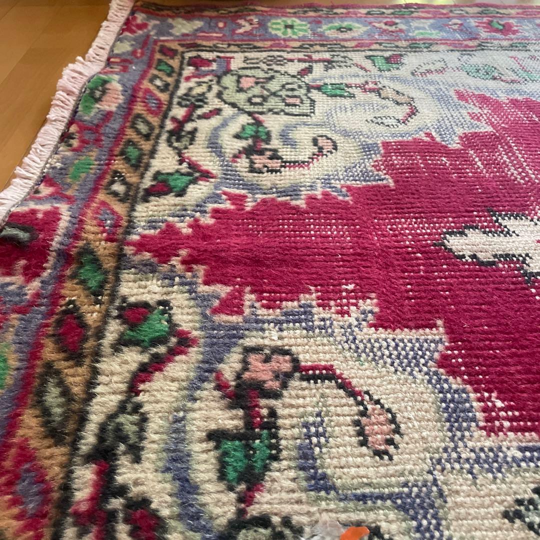 112×195 ワインカラー メダリオン　擦れシャビー　トルコヴィンテージラグ