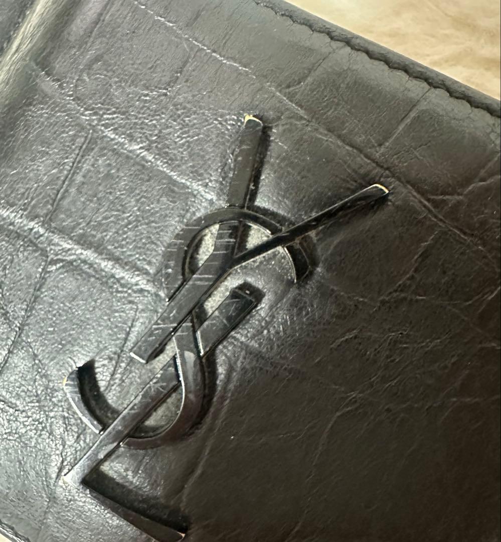 サンローラン　ブラックレザー マネークリップ