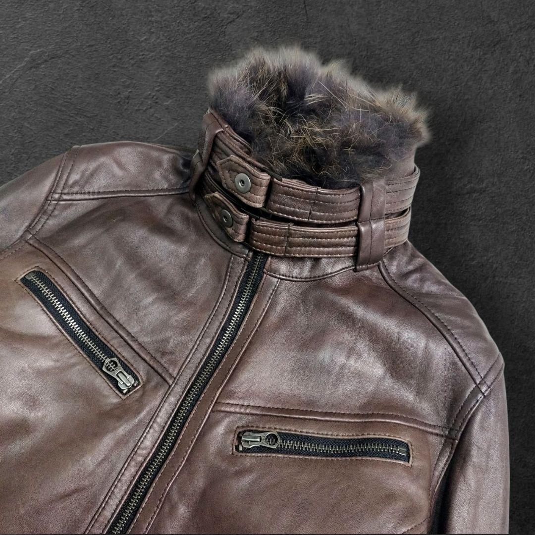 00s archive ラムレザー ファー　ジャケット ライダース 2way