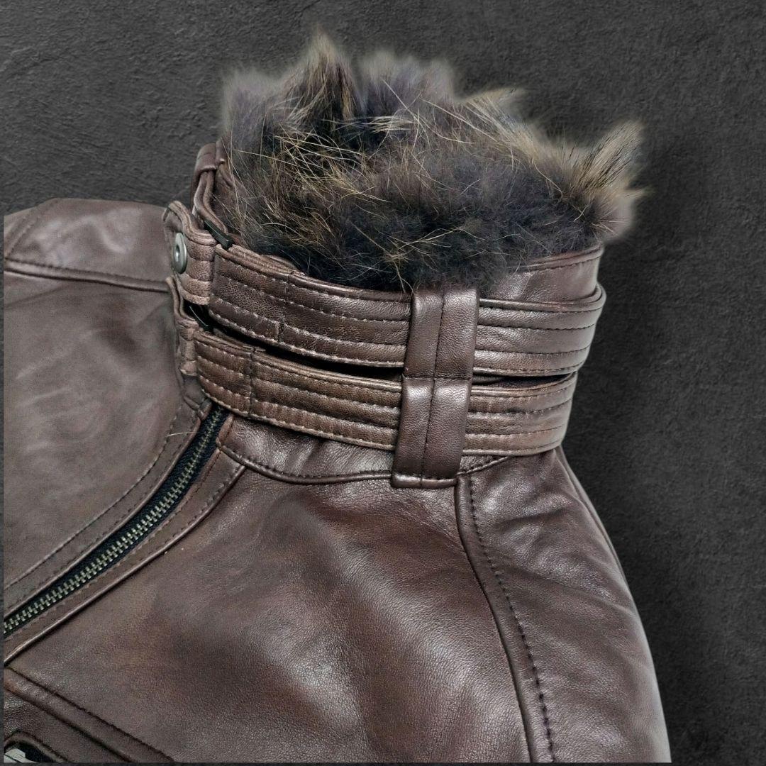 00s archive ラムレザー ファー　ジャケット ライダース 2way