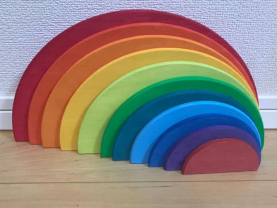 レインボーアーチ 木製ブロック積み木セット 板あり