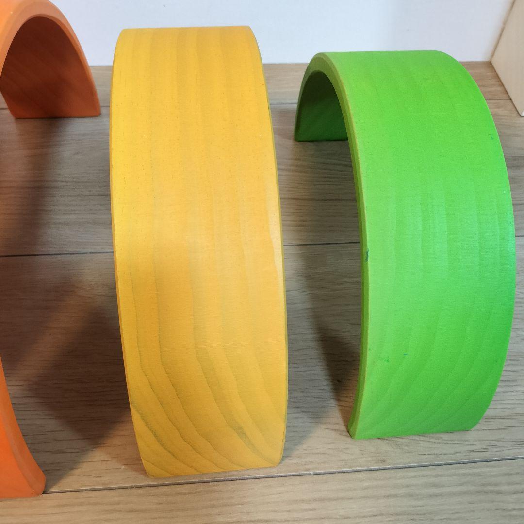 レインボーアーチ 木製ブロック積み木セット 板あり