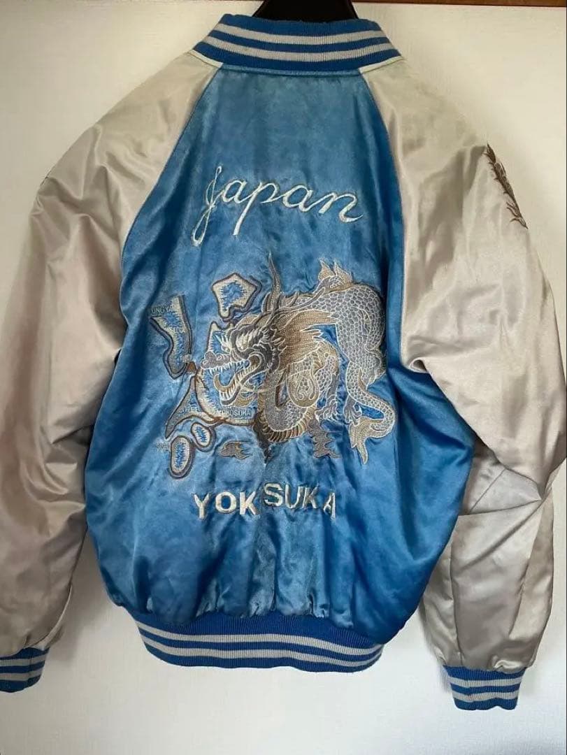 ジャングルストーム　ドラゴン刺繍 スカジャン 青/シルバー