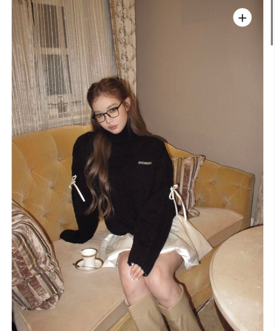 ワンピース andwang Ribbon Balloon Cutout Dress