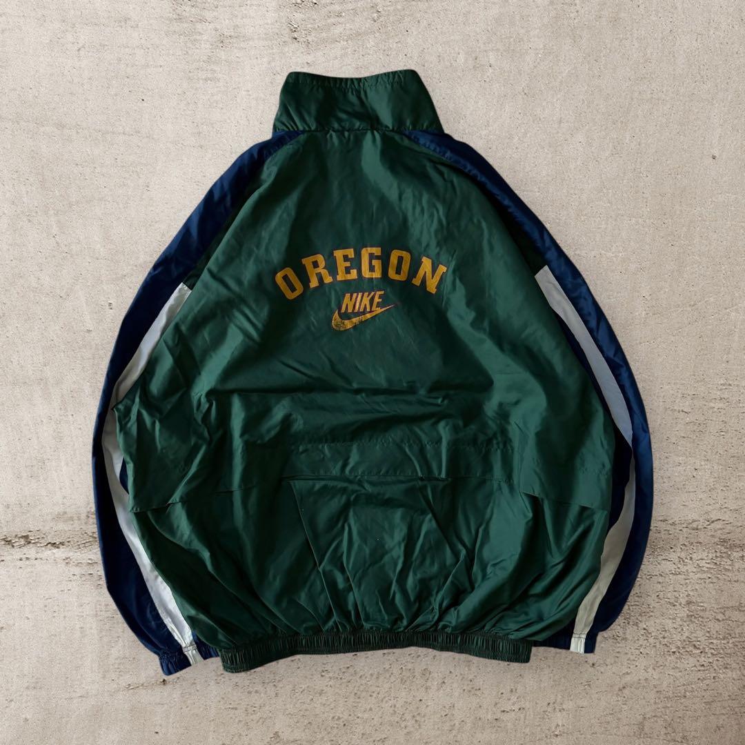 OREGON NIKEナイキ90sナイロンジャケット刺繍スウォッシュロゴ好配色