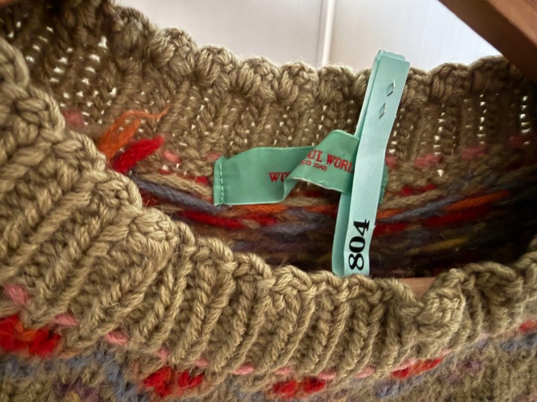 ワンダフルワールド カネコイサオ 花柄ニット セーター グリーン ヴィンテージ