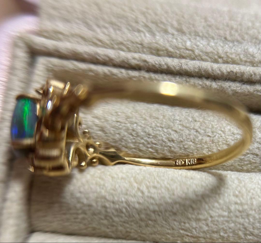 ベーネベーネ　K18 ブラックオパールリング　14号