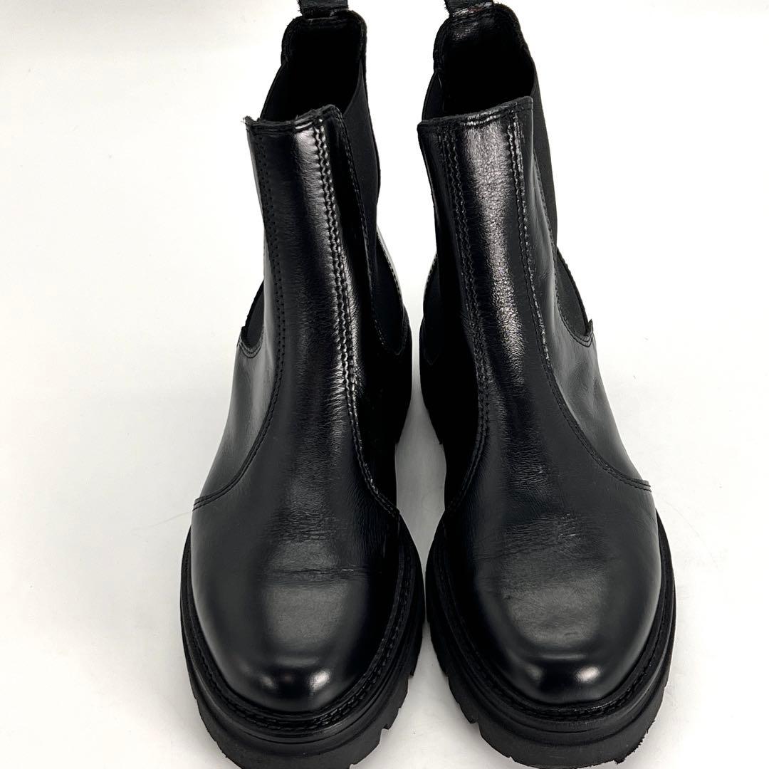 【美品】 ENESS エネス　サイドゴアブーツ　厚底　トラックソール　黒　37