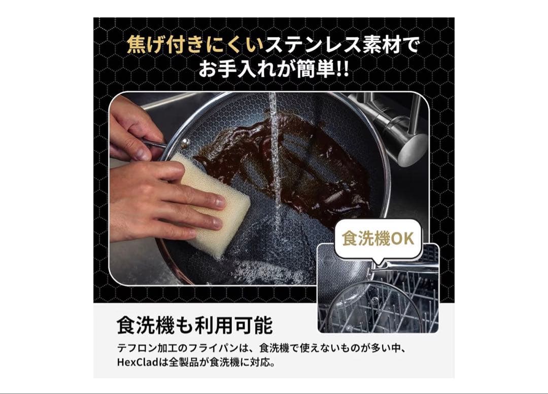 使用回数一度だけ★☆ HexClad ヘックスクラッド 中華鍋 30cm