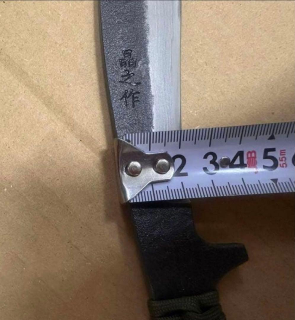 晶之作 青入 墨流し ダマスカス サバイバル ナイフ 剣鉈 アウトドアD1451