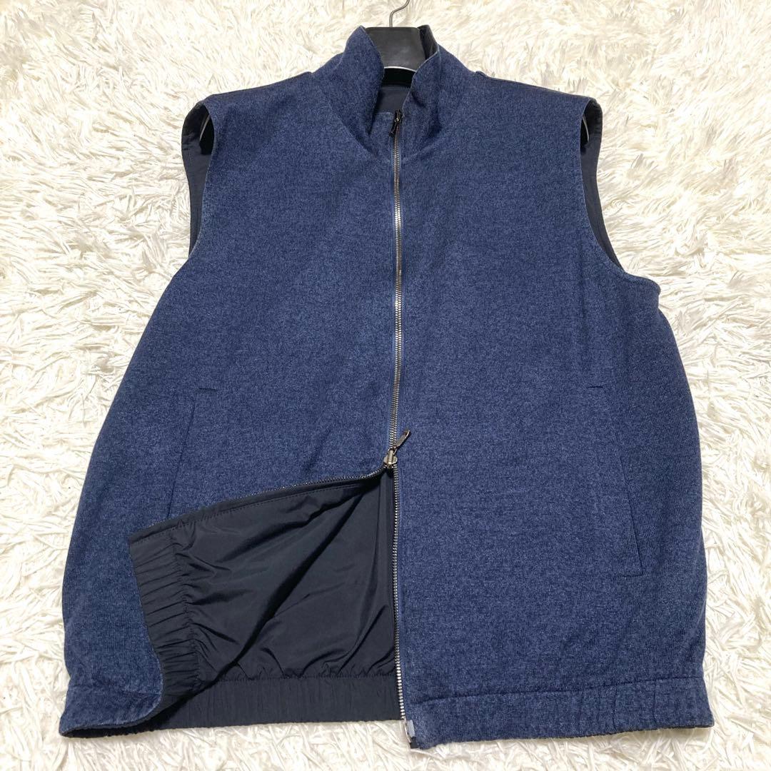 極美品✨【最高傑作 ロロピアーナ】リバーシブルベスト　S 黒　紺　シルク　刻印