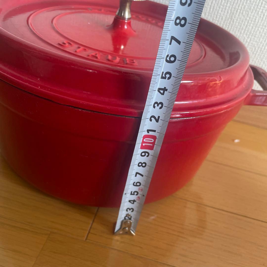 STAUB 鋳鉄鍋 26cm レッド 蓋付き
