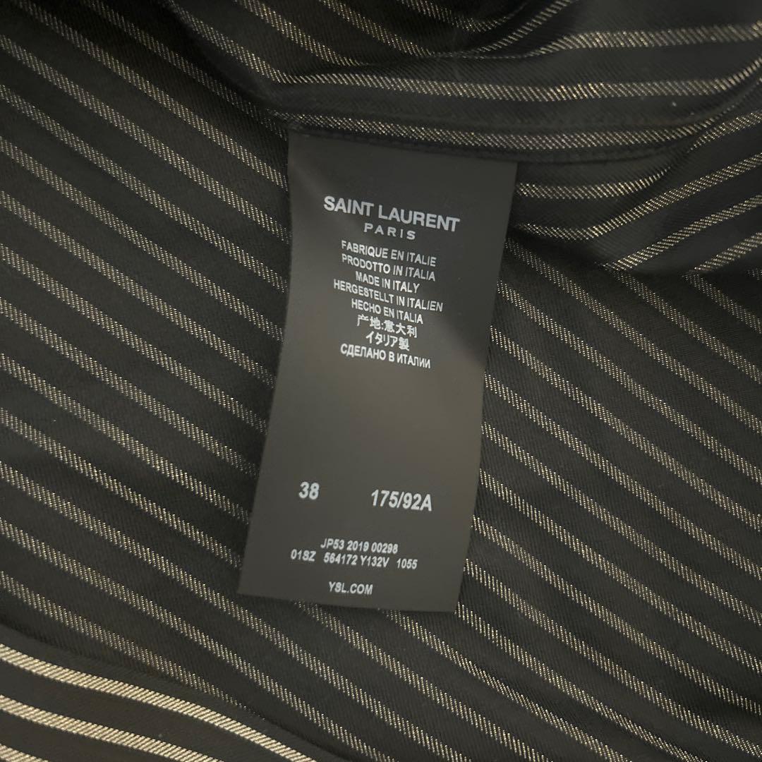 saint laurant サンローラン 金 黒 ストライプシャツ