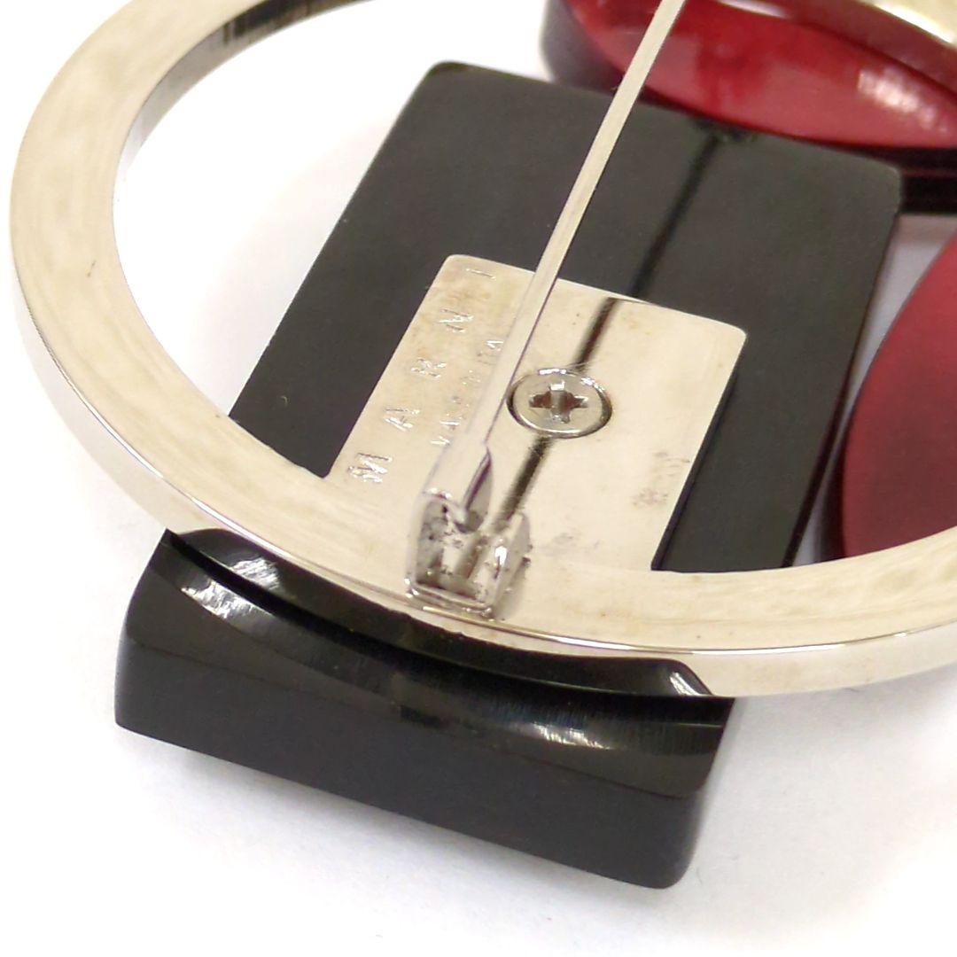 マルニ ブローチ レッド ブラック ブラウン シルバーカラー イタリア製