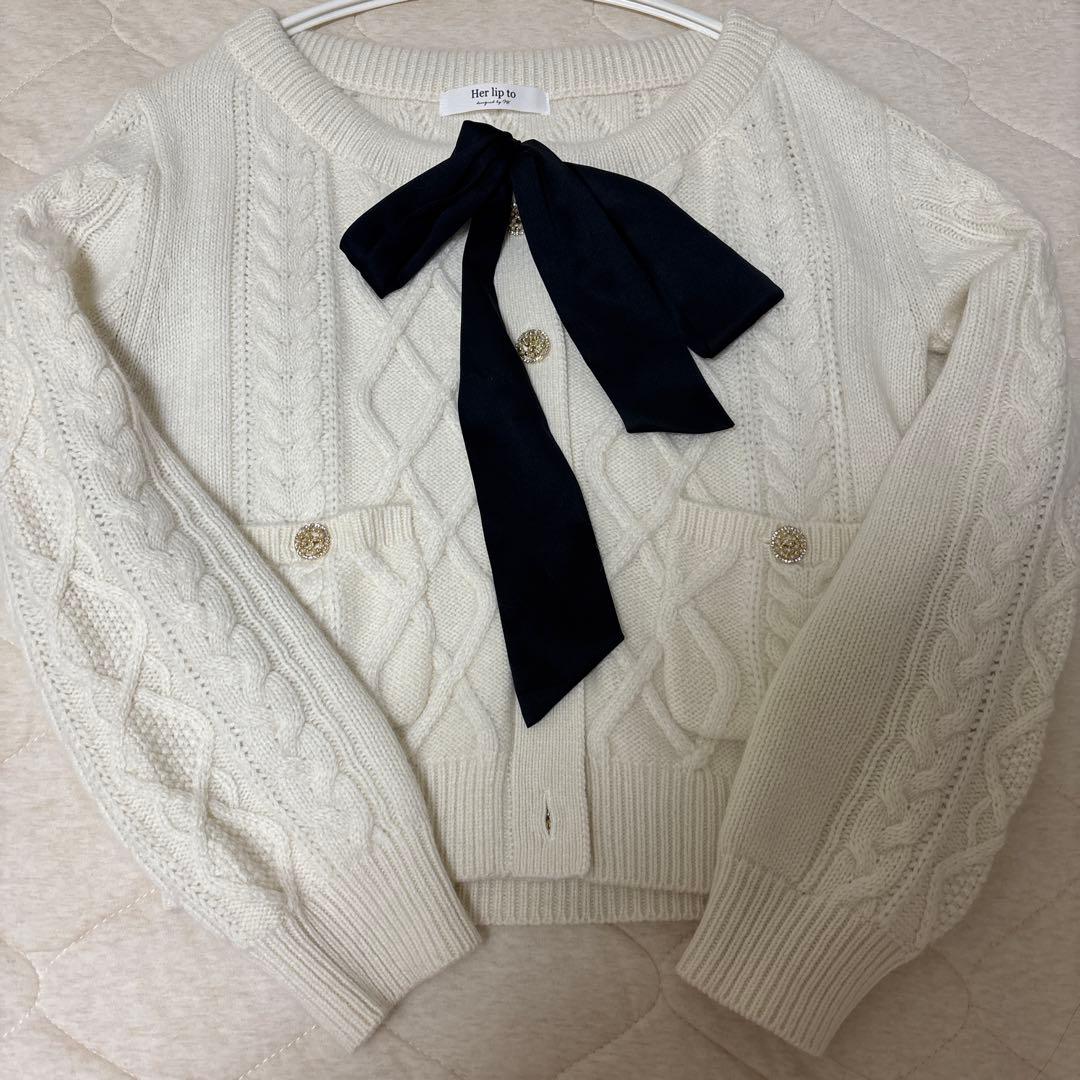 トップス AerienneCable-KnitRibbonCardigan