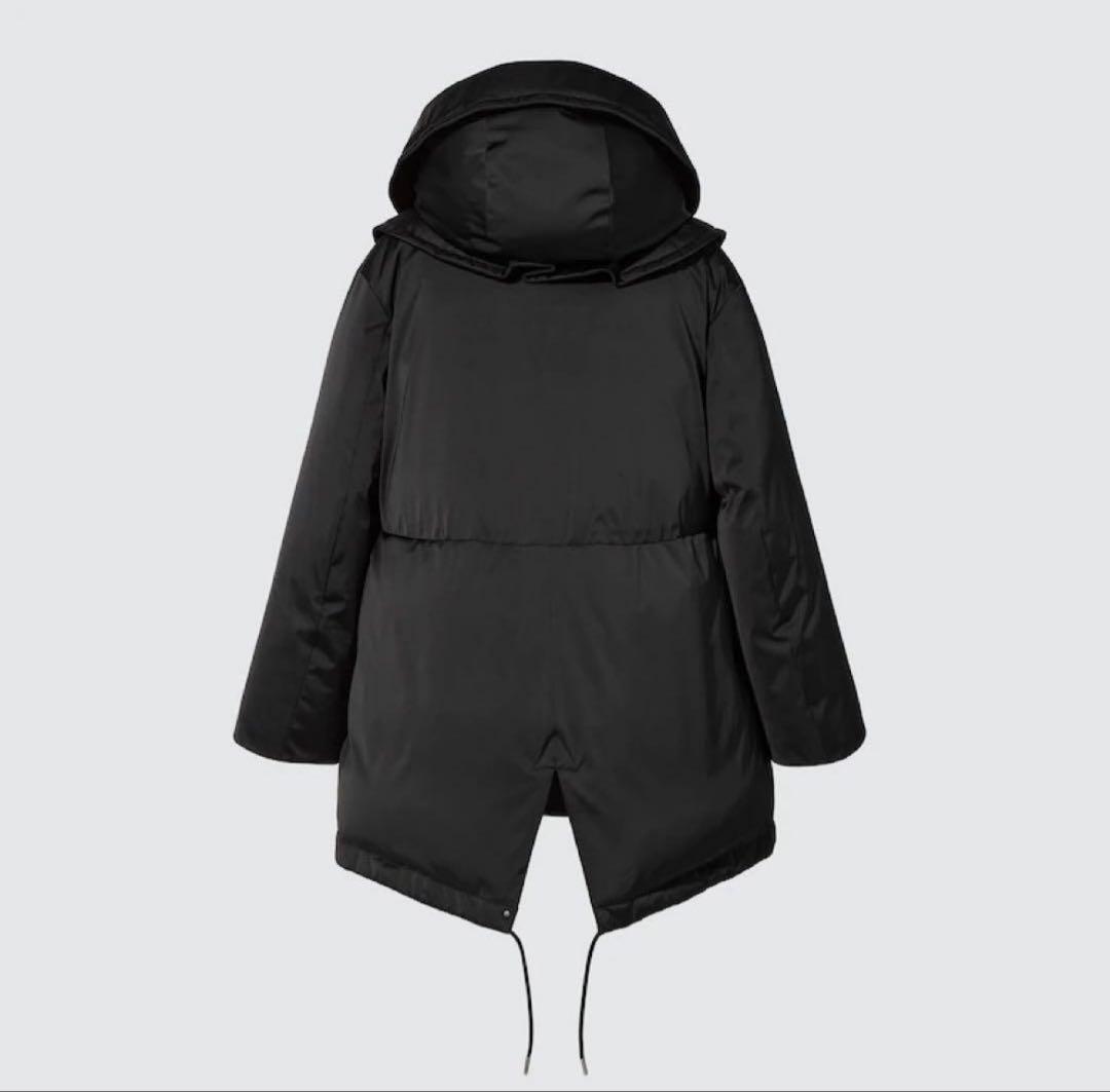 +J フード付き ブラックダウンジャケット　Sサイズ