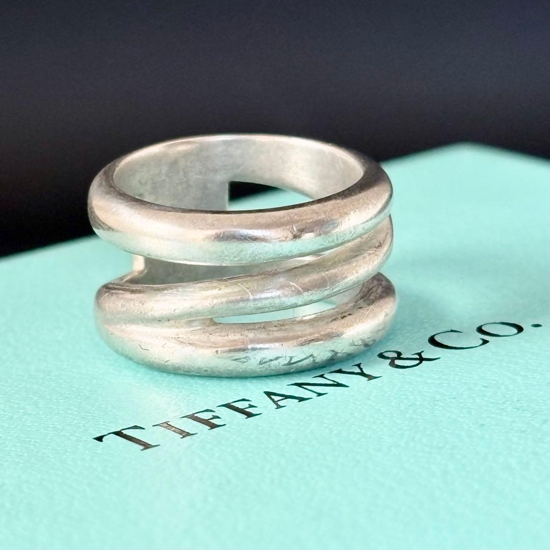 【ティファニー】ダイアゴナル リング 指輪 約8号 シルバー 925 オールド