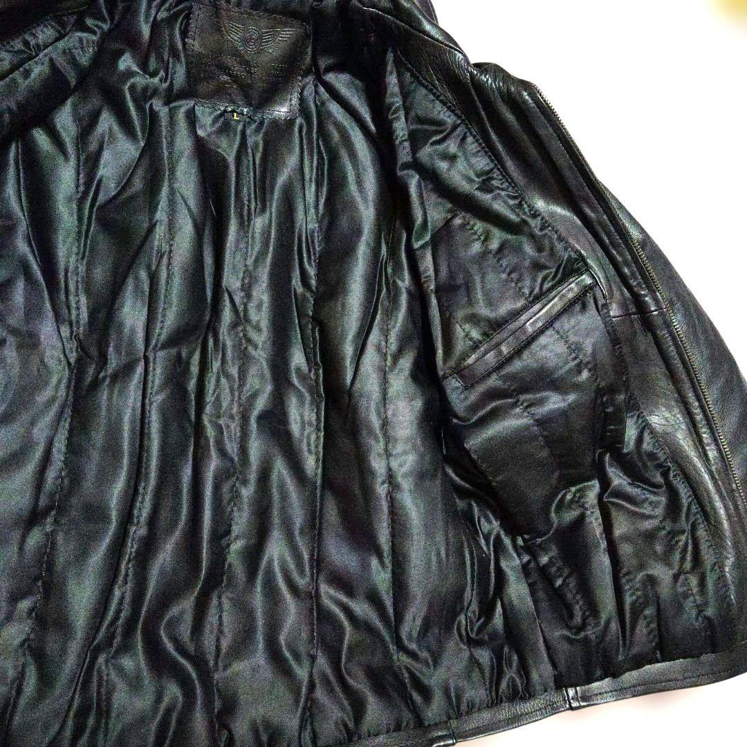 【肉厚牛革】ブラックレザーライダースジャケット