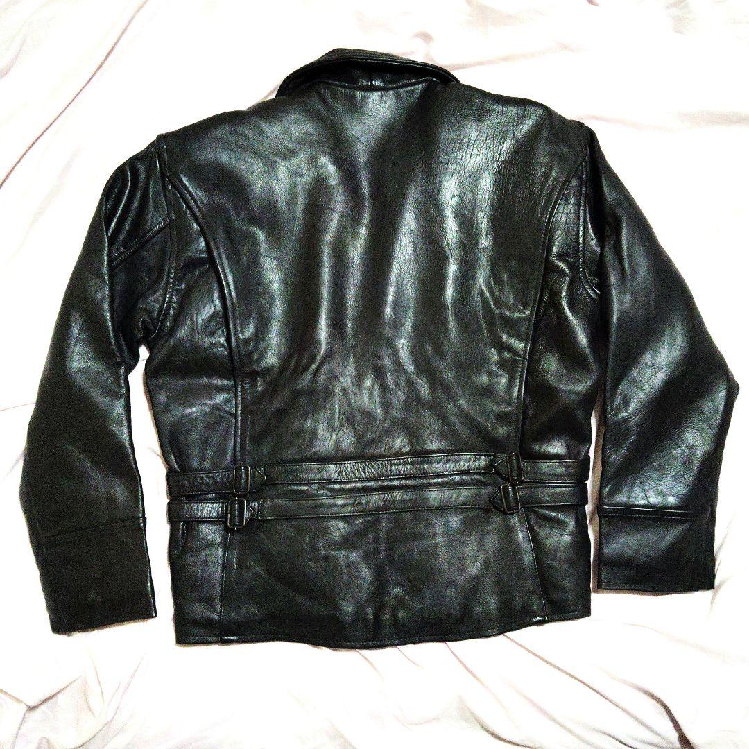 【肉厚牛革】ブラックレザーライダースジャケット