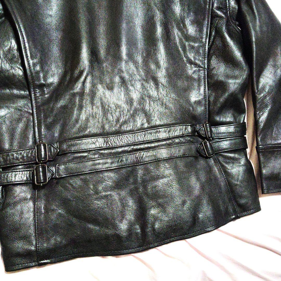 【肉厚牛革】ブラックレザーライダースジャケット