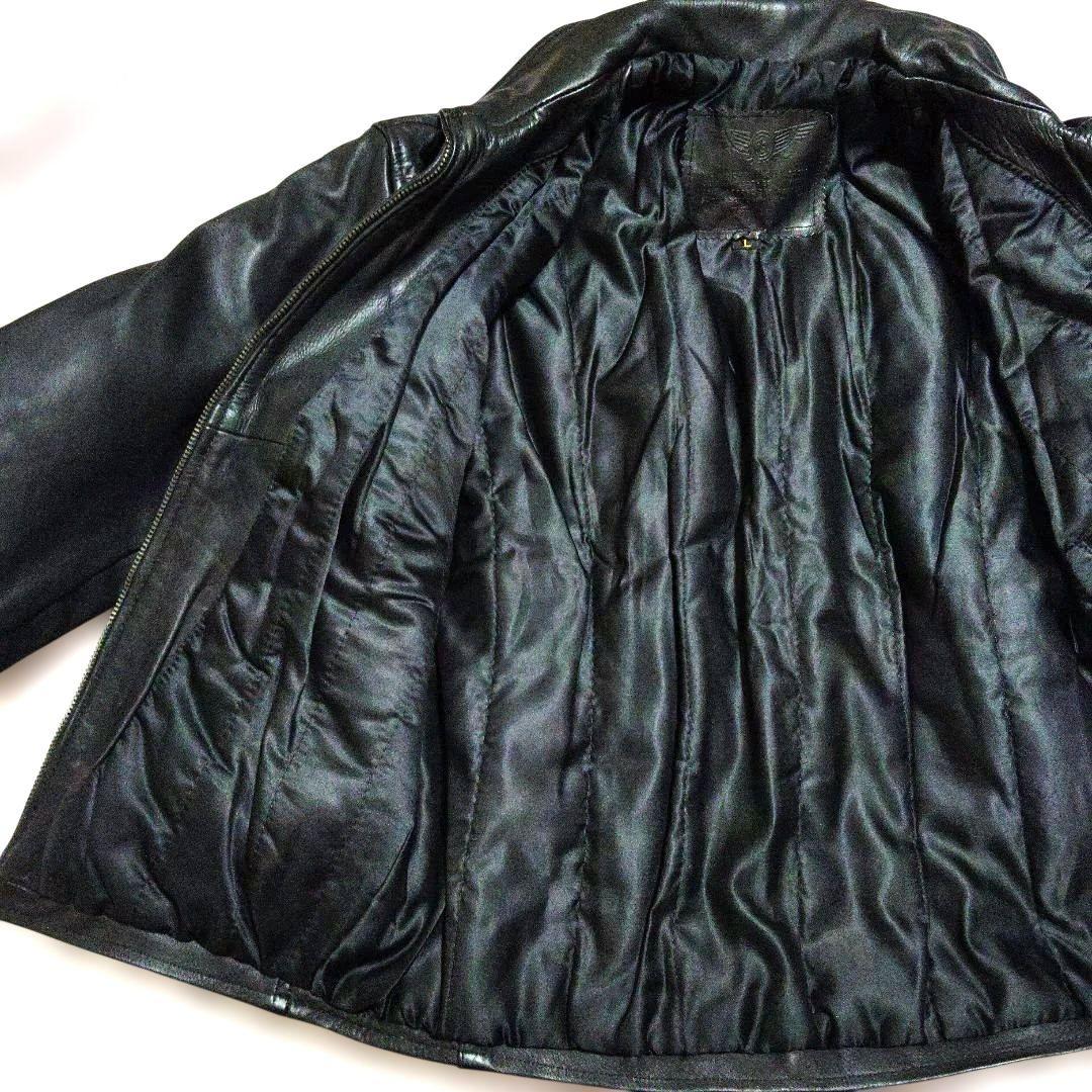 【肉厚牛革】ブラックレザーライダースジャケット