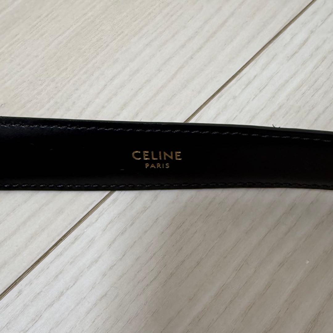 CELINE セリーヌ　ブラック ベルト ゴールドバックル