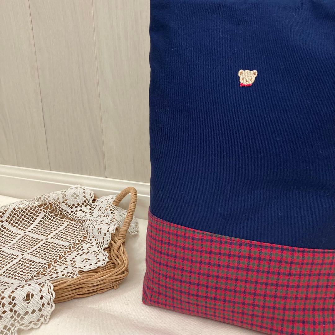 【現品限り】《ファミリアワッペン使用》通園通学グッズ　5点セット　赤チェック