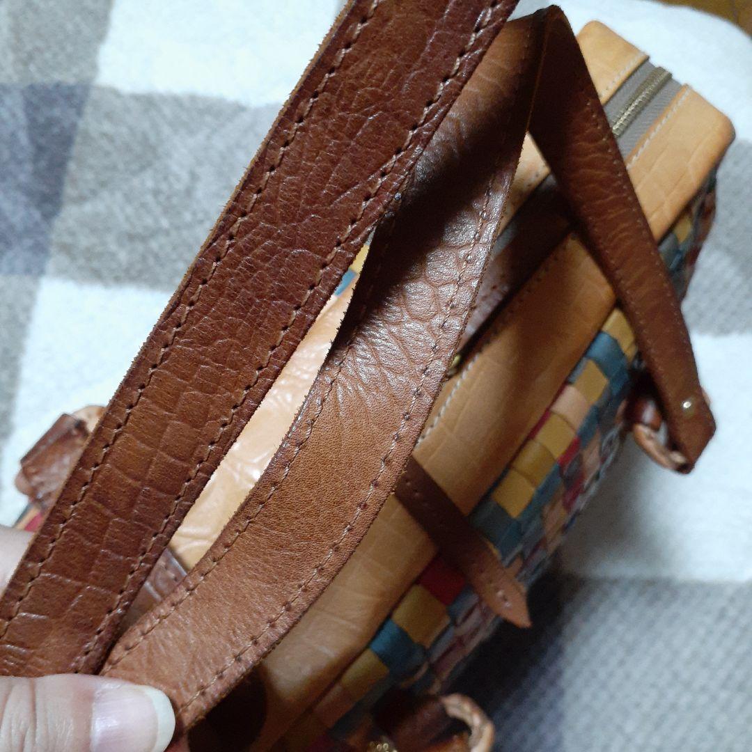 美品★ロビタ多色編み込みレザーボストンバッグ★レディースバッグ★送料込み