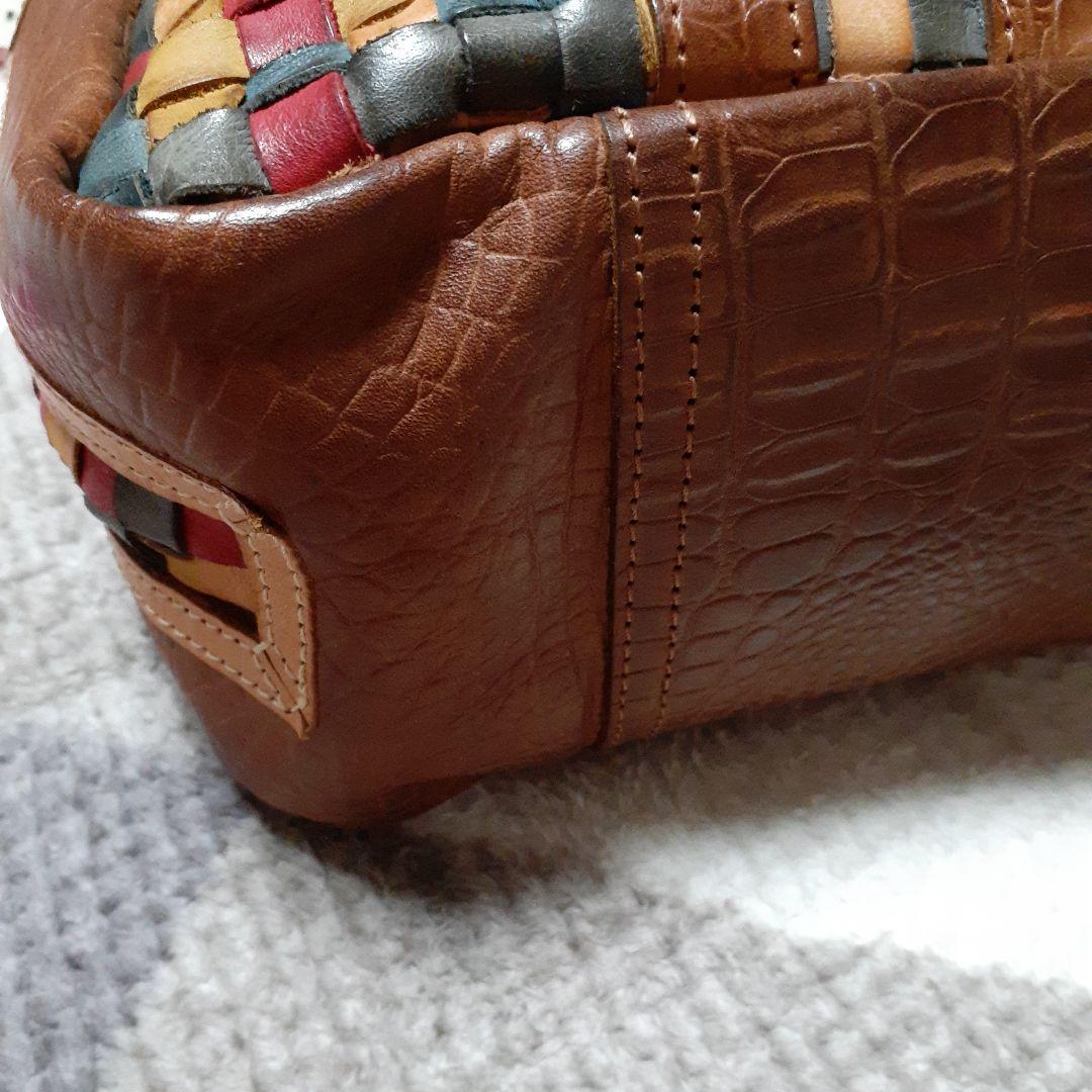 美品★ロビタ多色編み込みレザーボストンバッグ★レディースバッグ★送料込み