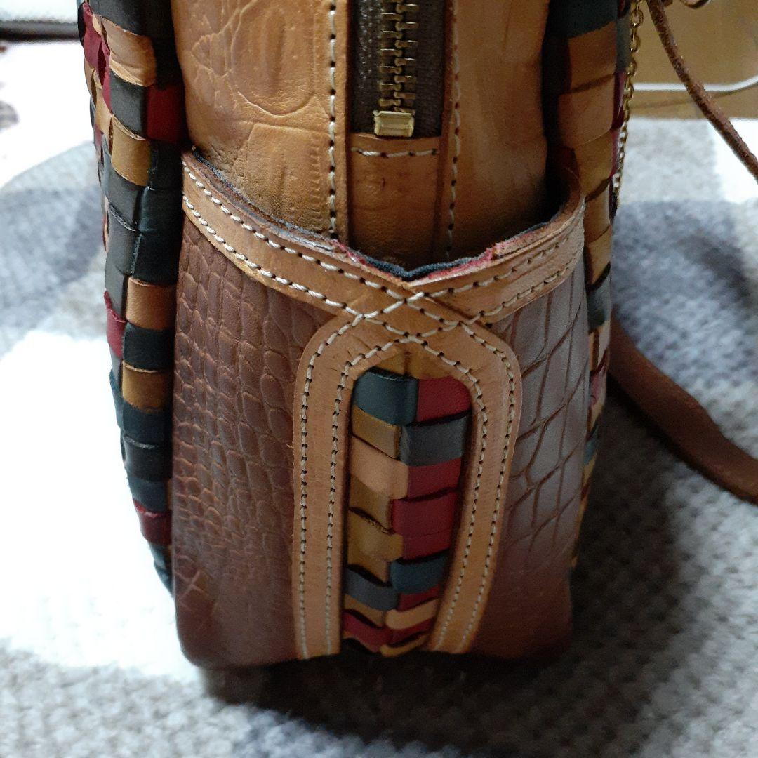 美品★ロビタ多色編み込みレザーボストンバッグ★レディースバッグ★送料込み