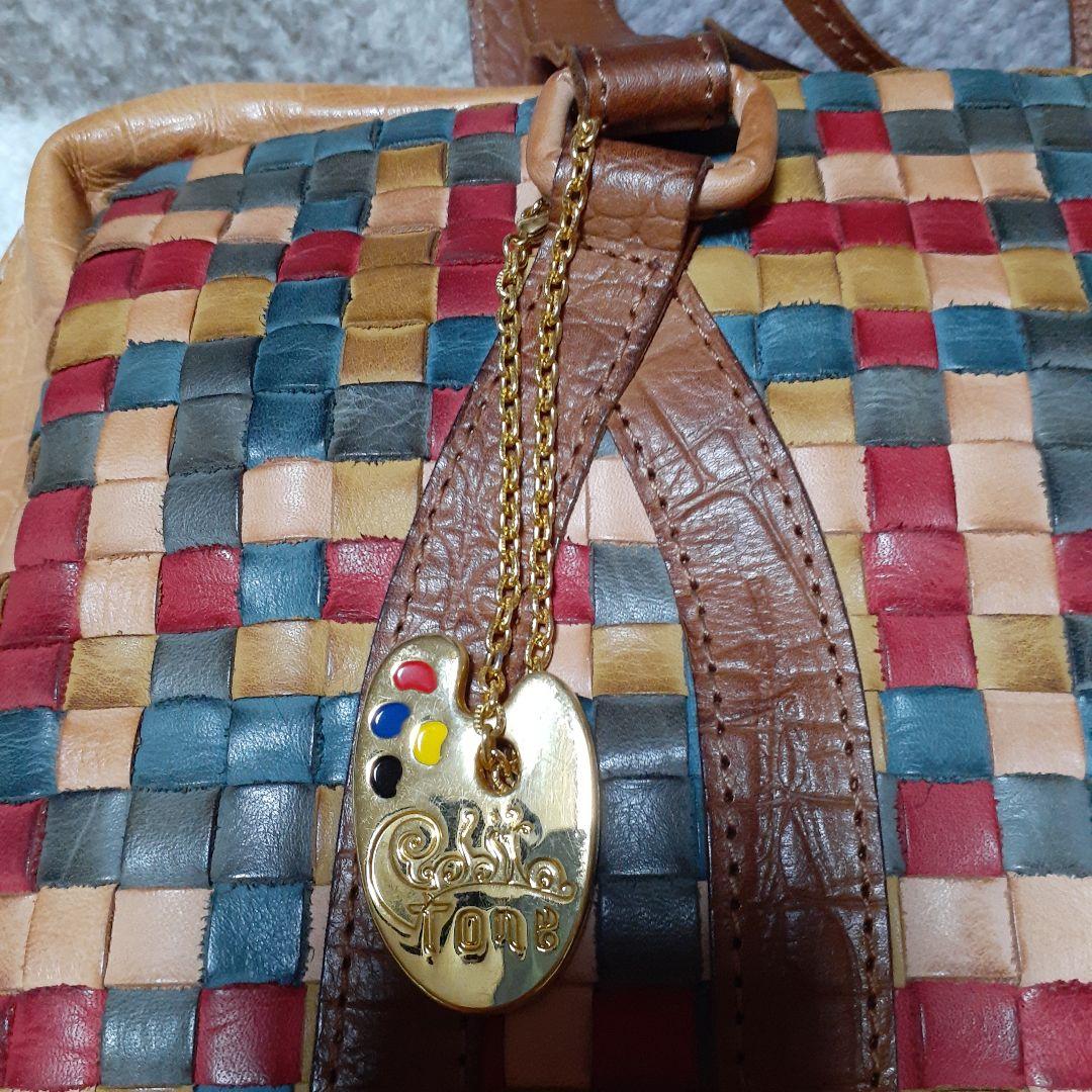 美品★ロビタ多色編み込みレザーボストンバッグ★レディースバッグ★送料込み